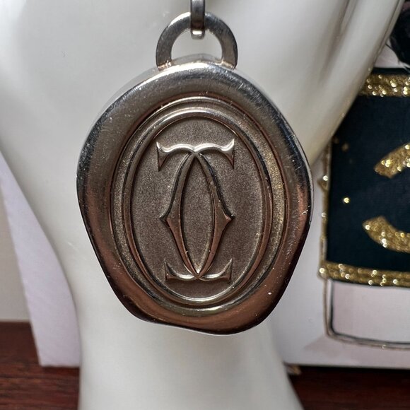 Authentic Cartier Double C De Logo-embossed Stainless-steel Keyring - Picture 2 of 3